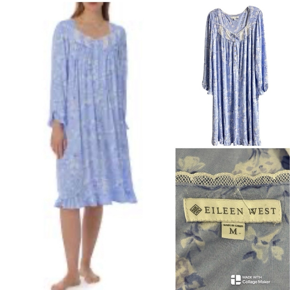 Eileen West NWOT Women's Blue floral Nightgown